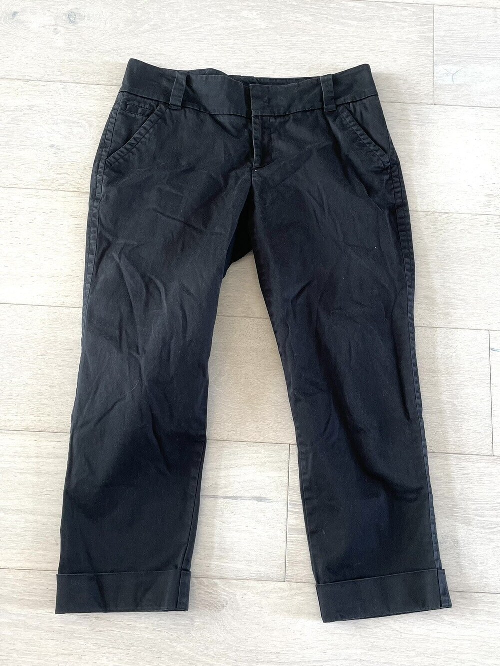 Eddie Bauer Mercer Fit Pants Cropped Capris Cuffed Black Women’s Size 8